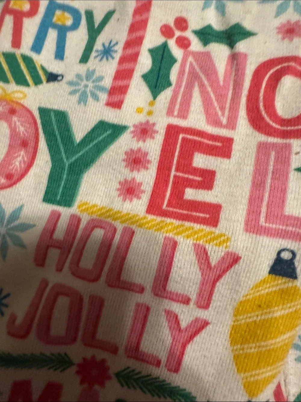 Place Girls' White Holiday Word-Print Pajama Set with Pink & Green Accents